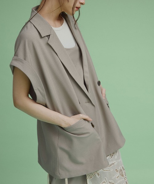 W:Huku(フーク)の「【W:Huku / シルキーサマーツイル】接触冷感 ドルマン ジレジャケット / Silky Summer Twill Dolman-Sleeve Jacket(テーラードジャケット・レディース・ブラック/グレー/ベージュ・FREE)」の21枚目の写真