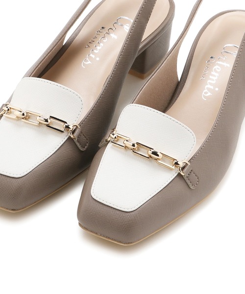 チェーンベルト スクエアトゥバックベルトパンプス（パンプス