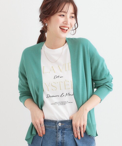 DRESKIP（ドレスキップ）の「【洗える/UV】明日も着たくなる ニットカーディガン（カーディガン/ボレロ・レディース・ライトグレー/グリーン系/イエロー/ブラック/グレー・01/02/03）」の4枚目の写真