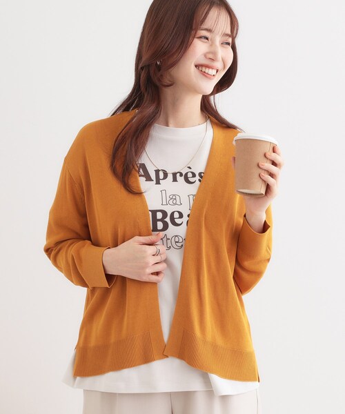 DRESKIP（ドレスキップ）の「【洗える/UV】明日も着たくなる ニットカーディガン（カーディガン/ボレロ・レディース・ライトグレー/グリーン系/イエロー/ブラック/グレー・01/02/03）」の5枚目の写真