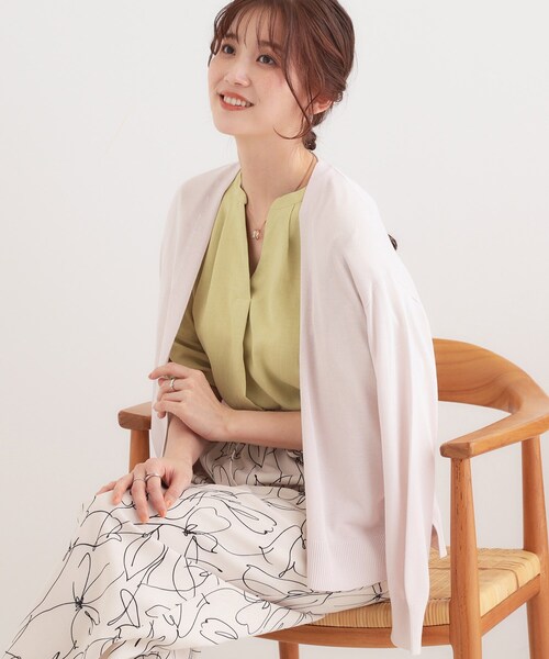DRESKIP（ドレスキップ）の「【洗える/UV】明日も着たくなる ニットカーディガン（カーディガン/ボレロ・レディース・ライトグレー/グリーン系/イエロー/ブラック/グレー・01/02/03）」の3枚目の写真