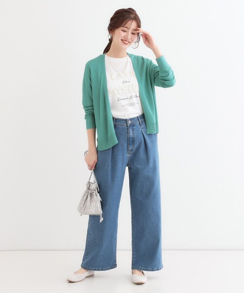 DRESKIP（ドレスキップ）の「【洗える/UV】明日も着たくなる ニットカーディガン（カーディガン/ボレロ・レディース・ライトグレー/グリーン系/イエロー/ブラック/グレー・01/02/03）」の14枚目の写真