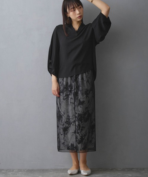 NICOLE white(ニコルホワイト)の「シアーレイヤードスカート(スカート・レディース・ベージュ/ブラック・FREE)」の10枚目の写真