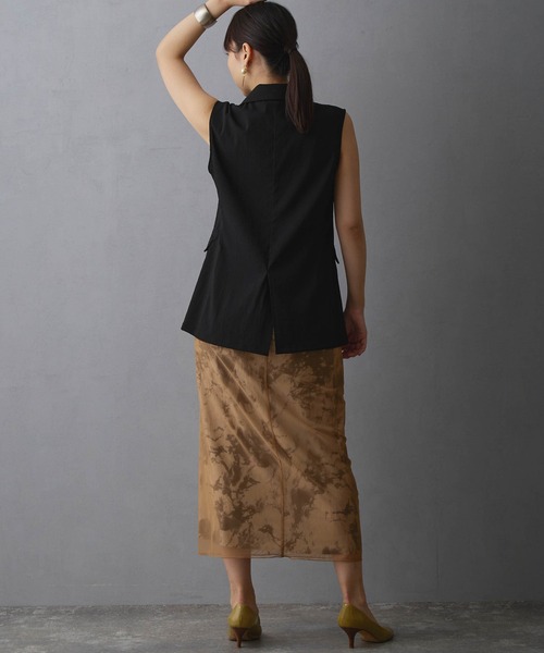 NICOLE white(ニコルホワイト)の「シアーレイヤードスカート(スカート・レディース・ベージュ/ブラック・FREE)」の4枚目の写真