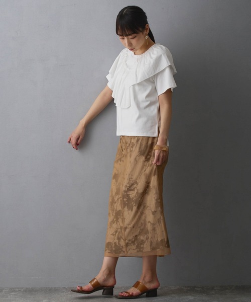 NICOLE white(ニコルホワイト)の「シアーレイヤードスカート(スカート・レディース・ベージュ/ブラック・FREE)」の5枚目の写真