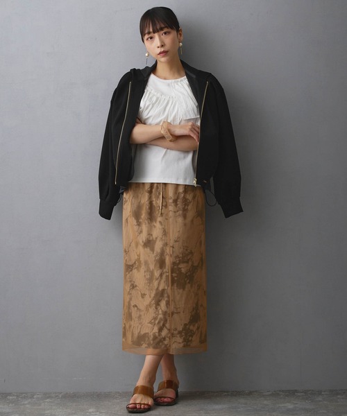 NICOLE white(ニコルホワイト)の「シアーレイヤードスカート(スカート・レディース・ベージュ/ブラック・FREE)」の6枚目の写真