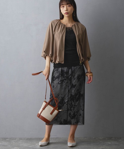 NICOLE white(ニコルホワイト)の「シアーレイヤードスカート(スカート・レディース・ベージュ/ブラック・FREE)」の7枚目の写真