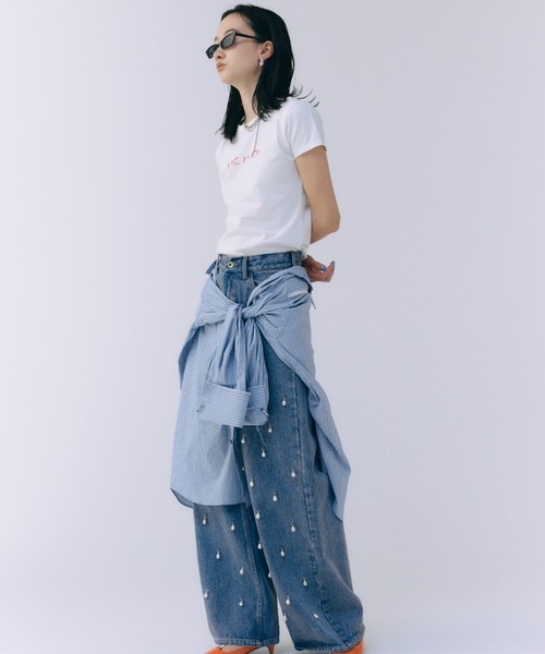 JOSE MOON（ジョゼムーン）の「OVERDIE T SHIRT/オーバーダイTシャツ（Tシャツ/カットソー・レディース・ホワイト/ブラウン/レッド/サックスブルー/チャコールグレー・FREE）」の13枚目の写真