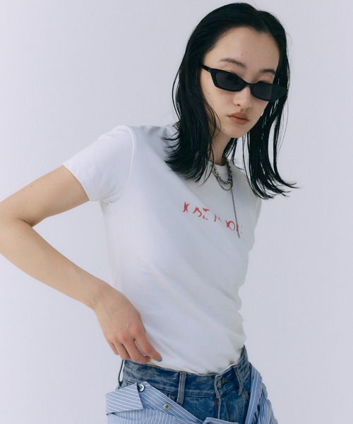 JOSE MOON（ジョゼムーン）の「OVERDIE T SHIRT/オーバーダイTシャツ（Tシャツ/カットソー・レディース・ホワイト/ブラウン/レッド/サックスブルー/チャコールグレー・FREE）」の9枚目の写真