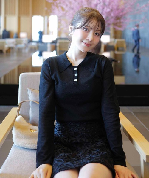 セール】【Luan】SHEER POLO KNIT/シアーポロニット（ポロシャツ