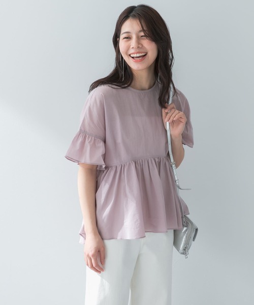 【URBAN　RESEARCH　ROSSO】F by ROSSO　コットンボイル切替ギャザーブラウス F by ROSSO コットンボイル切替ギャザーブラウス[RAA5-23F504