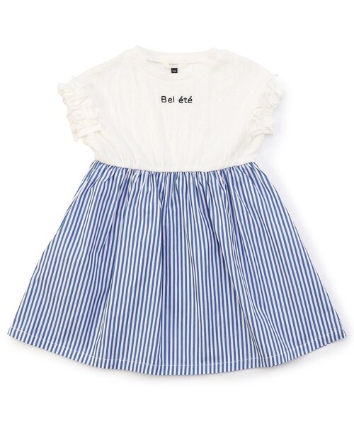 Seraph（セラフ）の「【ジュニア対応】フリル袖のドッキングワンピース（ワンピース・キッズ・ブルー/レモンイエロー/ブラック/ミント・80/90/100/110/120/130/140）」の3枚目の写真