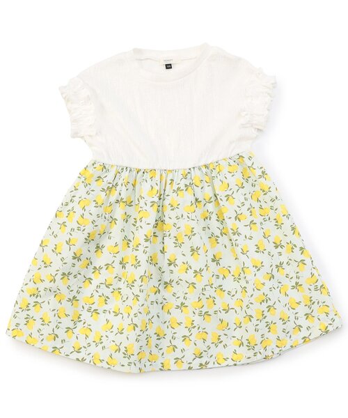 Seraph（セラフ）の「【ジュニア対応】フリル袖のドッキングワンピース（ワンピース・キッズ・ブルー/レモンイエロー/ブラック/ミント・80/90/100/110/120/130/140）」の2枚目の写真