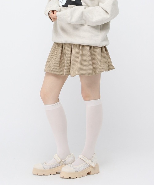 3.3 Field Trip （3.3フィールドトリップ）の「3.3 Field Trip／チェックバルーンスカート（スカート・レディース・グレー/ベージュ・FREE）」の2枚目の写真