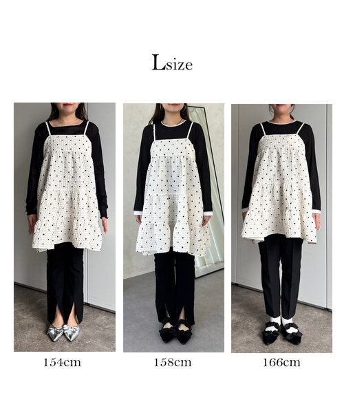 prose verse（プロズヴェール）の「ドットティアードビスチェ（キャミソール・レディース・アイボリー/ブラック・LARGE/MEDIUM）」の4枚目の写真