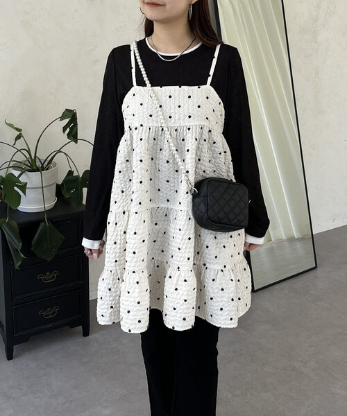 prose verse（プロズヴェール）の「ドットティアードビスチェ（キャミソール・レディース・アイボリー/ブラック・LARGE/MEDIUM）」の7枚目の写真