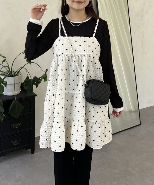 prose verse（プロズヴェール）の「ドットティアードビスチェ（キャミソール・レディース・アイボリー/ブラック・LARGE/MEDIUM）」の8枚目の写真