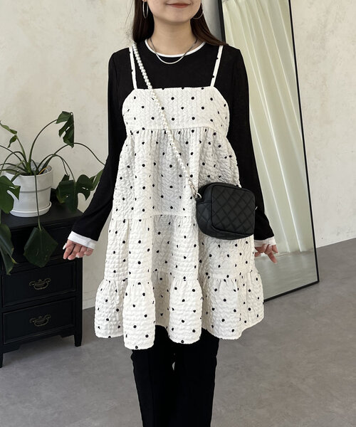 prose verse（プロズヴェール）の「ドットティアードビスチェ（キャミソール・レディース・アイボリー/ブラック・LARGE/MEDIUM）」の9枚目の写真