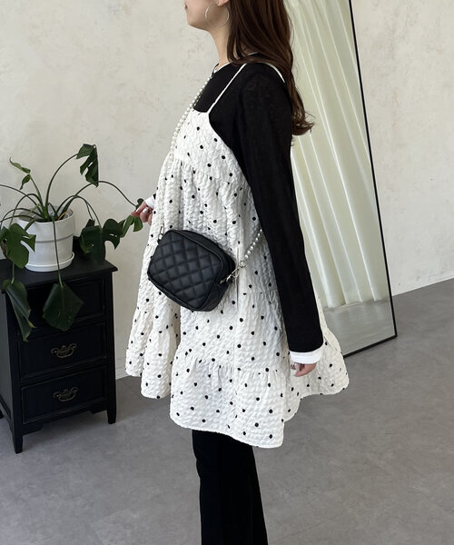 prose verse（プロズヴェール）の「ドットティアードビスチェ（キャミソール・レディース・アイボリー/ブラック・LARGE/MEDIUM）」の10枚目の写真