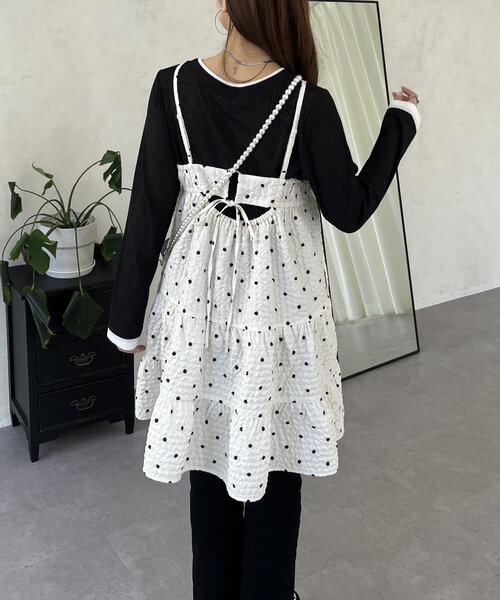 prose verse（プロズヴェール）の「ドットティアードビスチェ（キャミソール・レディース・アイボリー/ブラック・LARGE/MEDIUM）」の11枚目の写真