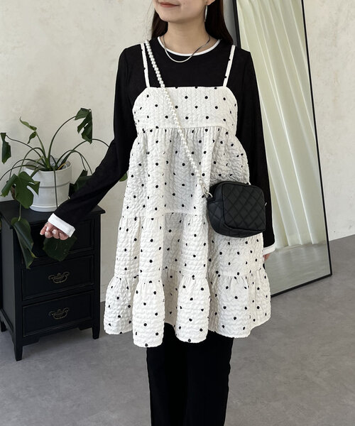 prose verse（プロズヴェール）の「ドットティアードビスチェ（キャミソール・レディース・アイボリー/ブラック・LARGE/MEDIUM）」の13枚目の写真