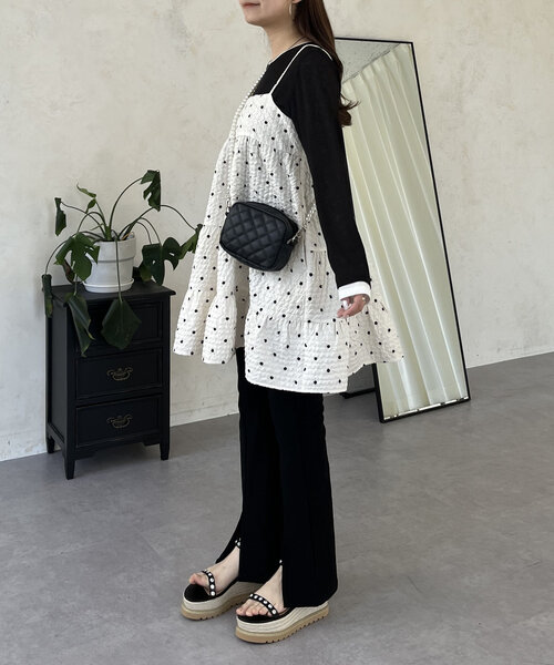 prose verse（プロズヴェール）の「ドットティアードビスチェ（キャミソール・レディース・アイボリー/ブラック・LARGE/MEDIUM）」の18枚目の写真