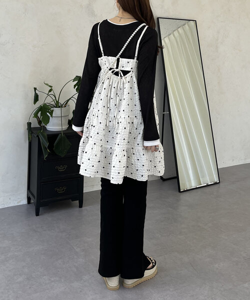 prose verse（プロズヴェール）の「ドットティアードビスチェ（キャミソール・レディース・アイボリー/ブラック・LARGE/MEDIUM）」の19枚目の写真