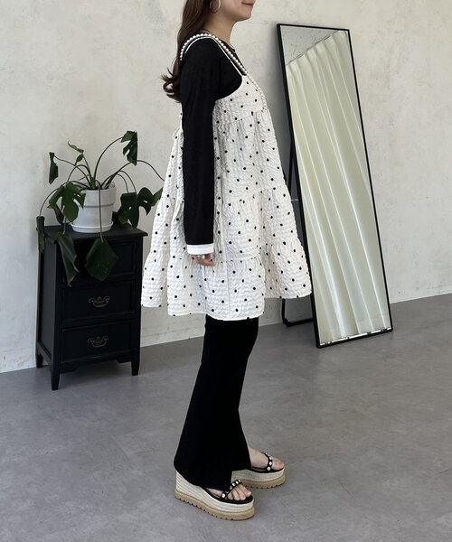 prose verse（プロズヴェール）の「ドットティアードビスチェ（キャミソール・レディース・アイボリー/ブラック・LARGE/MEDIUM）」の20枚目の写真