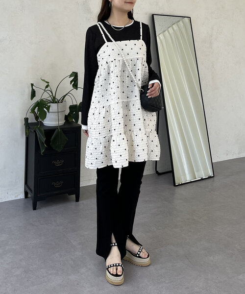 prose verse（プロズヴェール）の「ドットティアードビスチェ（キャミソール・レディース・アイボリー/ブラック・LARGE/MEDIUM）」の21枚目の写真