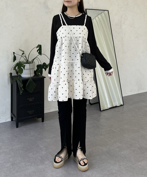 prose verse（プロズヴェール）の「ドットティアードビスチェ（キャミソール・レディース・アイボリー/ブラック・LARGE/MEDIUM）」の22枚目の写真