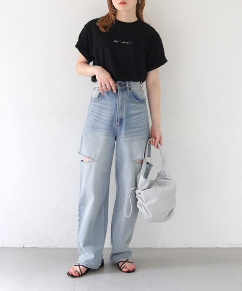 cheriella（シェリエラ）の「【cheriella】カリグラフィーロゴTシャツ CALLIGRAPHY LOGO T-SHIRT（Tシャツ/カットソー・レディース・ホワイト/ブラック/ブラック系その他/ホワイト系その他・L/M/S）」の9枚目の写真