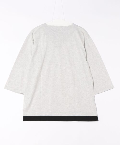 LB/S (エルビーエス)の「【汗染みの目立ちにくいTシャツ ZEROSTAIN/ゼロステイン】フェイクレイヤード ビッグシルエット キーネック クルーネック 7分袖Tシャツ 防汚 UVカット 綿タッチ・厚手(Tシャツ/カットソー・メンズ・ホワイト系その他2/ベージュ系その他/ブラック系その他/ブルー系その他2/ホワイト系その他/スミクロ/ブルー系その他・MEDIUM/LARGE/X-LARGE)」の11枚目の写真