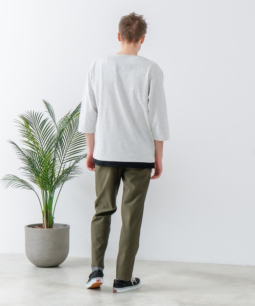 LB/S (エルビーエス)の「【汗染みの目立ちにくいTシャツ ZEROSTAIN/ゼロステイン】フェイクレイヤード ビッグシルエット キーネック クルーネック 7分袖Tシャツ 防汚 UVカット 綿タッチ・厚手(Tシャツ/カットソー・メンズ・ホワイト系その他2/ベージュ系その他/ブラック系その他/ブルー系その他2/ホワイト系その他/スミクロ/ブルー系その他・MEDIUM/LARGE/X-LARGE)」の18枚目の写真