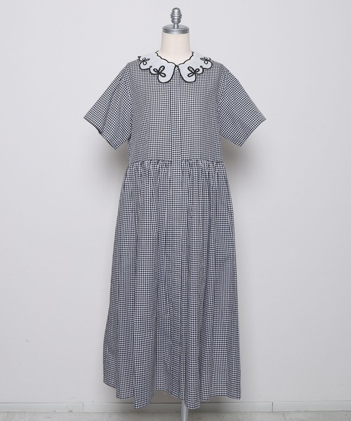 haupia（ハウピア）の「糸の記憶【ワンピース】（ワンピース・レディース・アイボリー/チャコールグレー/チェック/ストライプ・MEDIUM）」の9枚目の写真