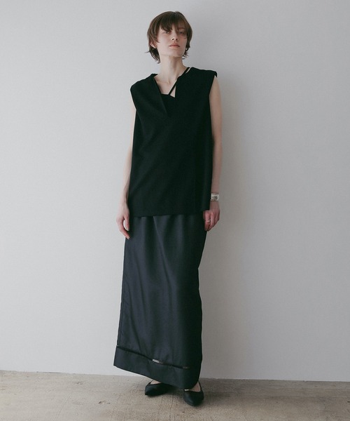 MANOF　シースルーレイヤードトップス　黒　マノフ　カットソー　Tシャツ MANOF（マノフ）の「LIKE LAYERED T SHIRTS（Tシャツ/カットソー
