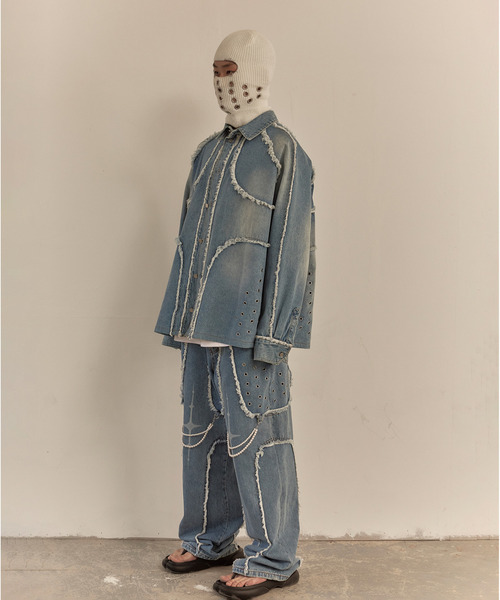 LIBERE（リベーレ）の「LIBERE リベーレ / MODIFIED CROSS OVERSIZED SHIRTS VER-2 レザークロスパッチオーバーサイズデニムシャツ / 251228（シャツ/ブラウス・メンズ・ブルー・LARGE/MEDIUM/SMALL）」の16枚目の写真