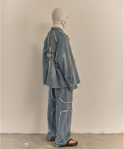LIBERE（リベーレ）の「LIBERE リベーレ / MODIFIED CROSS OVERSIZED SHIRTS VER-2 レザークロスパッチオーバーサイズデニムシャツ / 251228（シャツ/ブラウス・メンズ・ブルー・LARGE/MEDIUM/SMALL）」の14枚目の写真