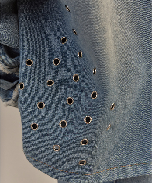 LIBERE（リベーレ）の「LIBERE リベーレ / MODIFIED CROSS OVERSIZED SHIRTS VER-2 レザークロスパッチオーバーサイズデニムシャツ / 251228（シャツ/ブラウス・メンズ・ブルー・LARGE/MEDIUM/SMALL）」の11枚目の写真