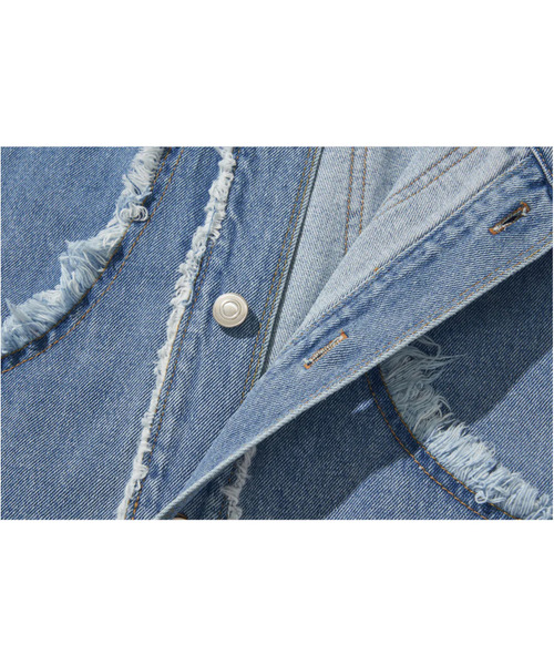 LIBERE（リベーレ）の「LIBERE リベーレ / MODIFIED CROSS OVERSIZED SHIRTS VER-2 レザークロスパッチオーバーサイズデニムシャツ / 251228（シャツ/ブラウス・メンズ・ブルー・LARGE/MEDIUM/SMALL）」の8枚目の写真