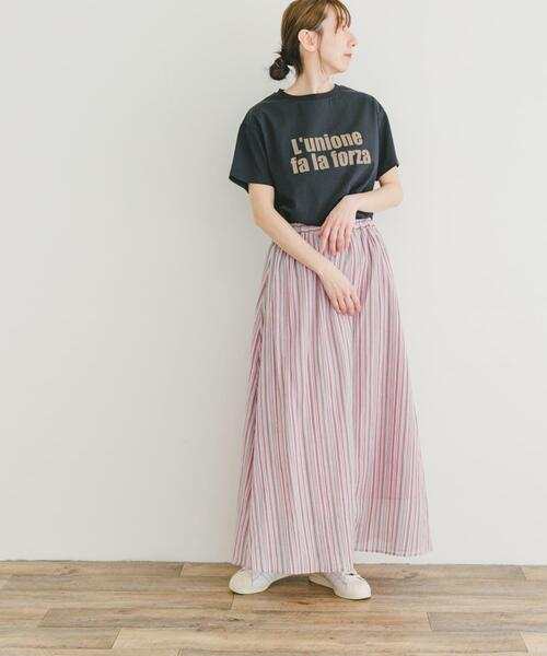 ITEMS URBANRESEARCH(アイテムズ アーバンリサーチ)の「マルチストライプギャザースカート(スカート・レディース・ピンク/ブルー・FREE)」の6枚目の写真