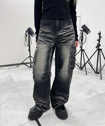 Figments | ブラスト加工ワイドカーゴパンツ(デニムパンツ)