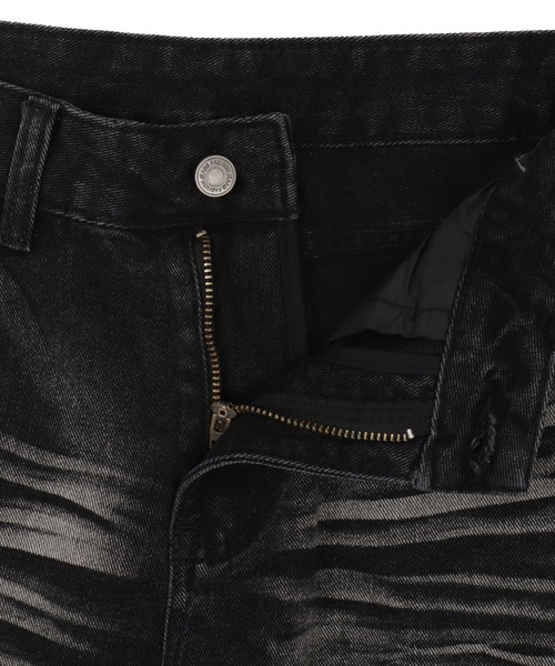 Figments（フィグメンツ）の「ブラスト加工ワイドカーゴパンツ（デニムパンツ・レディース・ブラック・MEDIUM/SMALL/LARGE）」の6枚目の写真