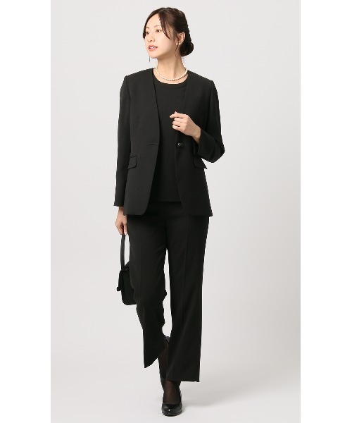 セール】【ブラックフォーマル】＜3点セット＞自宅で洗えるVカラー