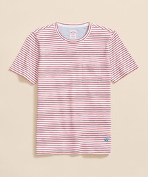 BROOKS BROTHERS | コットンジャージー スラブ GFロゴ ストライプ Tシャツ(Tシャツ/カットソー)