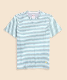 BROOKS BROTHERS（ブルックスブラザーズ）の「コットンジャージー　スラブ　GFロゴ　ストライプ　Tシャツ（Tシャツ/カットソー・メンズ）」