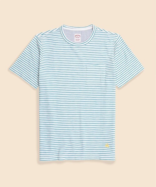 BROOKS BROTHERS（ブルックスブラザーズ）の「コットンジャージー　スラブ　GFロゴ　ストライプ　Tシャツ（Tシャツ/カットソー・メンズ・ブルー/グリーン/レッド/ネイビー・X-LARGE/LARGE/MEDIUM/SMALL/X-SMALL）」の3枚目の写真