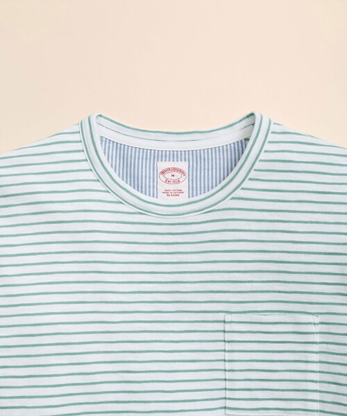 BROOKS BROTHERS（ブルックスブラザーズ）の「コットンジャージー　スラブ　GFロゴ　ストライプ　Tシャツ（Tシャツ/カットソー・メンズ・ブルー/グリーン/レッド/ネイビー・X-LARGE/LARGE/MEDIUM/SMALL/X-SMALL）」の5枚目の写真