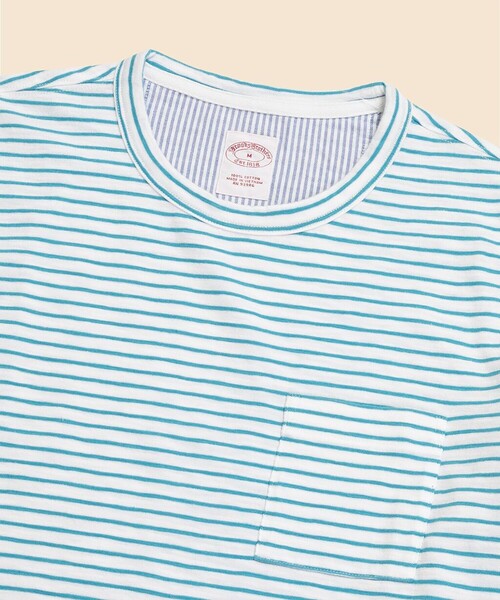 BROOKS BROTHERS（ブルックスブラザーズ）の「コットンジャージー　スラブ　GFロゴ　ストライプ　Tシャツ（Tシャツ/カットソー・メンズ・ブルー/グリーン/レッド/ネイビー・X-LARGE/LARGE/MEDIUM/SMALL/X-SMALL）」の7枚目の写真