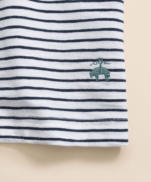 BROOKS BROTHERS（ブルックスブラザーズ）の「コットンジャージー　スラブ　GFロゴ　ストライプ　Tシャツ（Tシャツ/カットソー・メンズ・ブルー/グリーン/レッド/ネイビー・X-LARGE/LARGE/MEDIUM/SMALL/X-SMALL）」の9枚目の写真