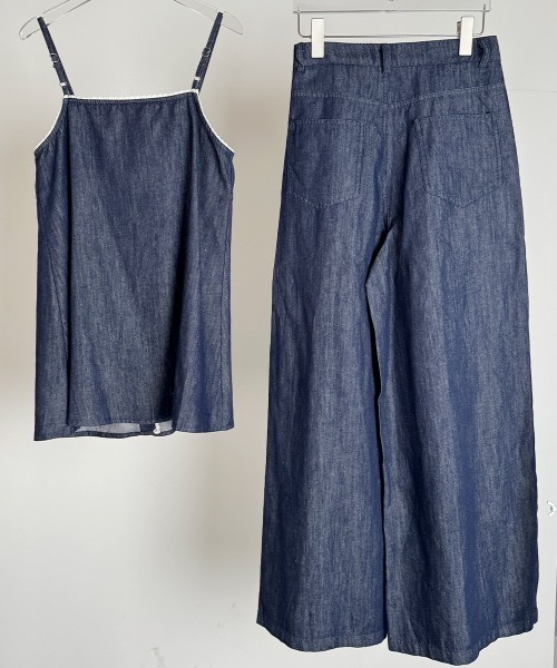 セール】デニムキャミソール ワイドパンツ 2点セットアップ
